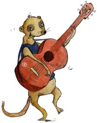 Erdmännchen mit Gitarre